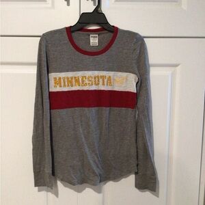 PINK Victoria's Secret Minnesota gopher Gray Tee with Red Trim